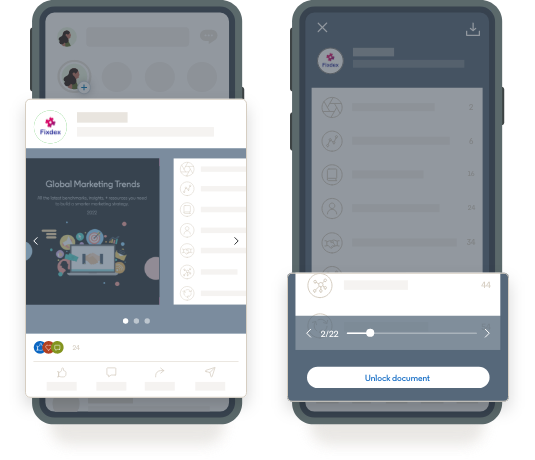 Illustration of LinkedIn Document ads interface on mobile