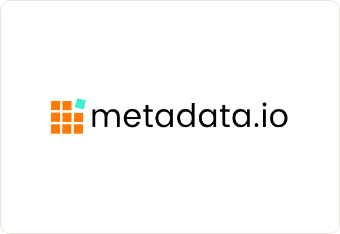 Logo of Metadata.io.