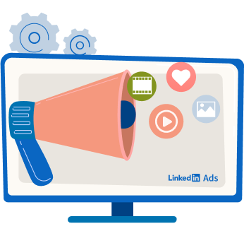 Illustration of a computer monitor with a megaphone on the screen.