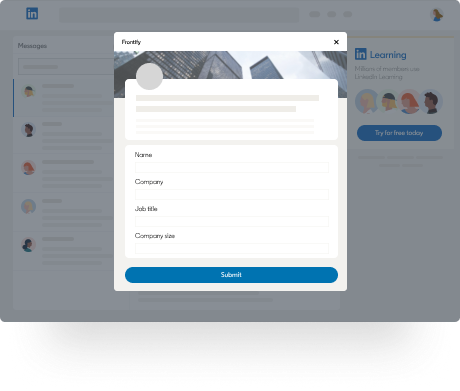 Illustration of a lead gen form on LinkedIn.