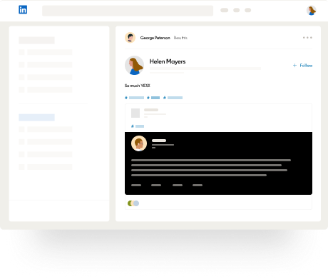Illustration of a LinkedIn user liking a post.